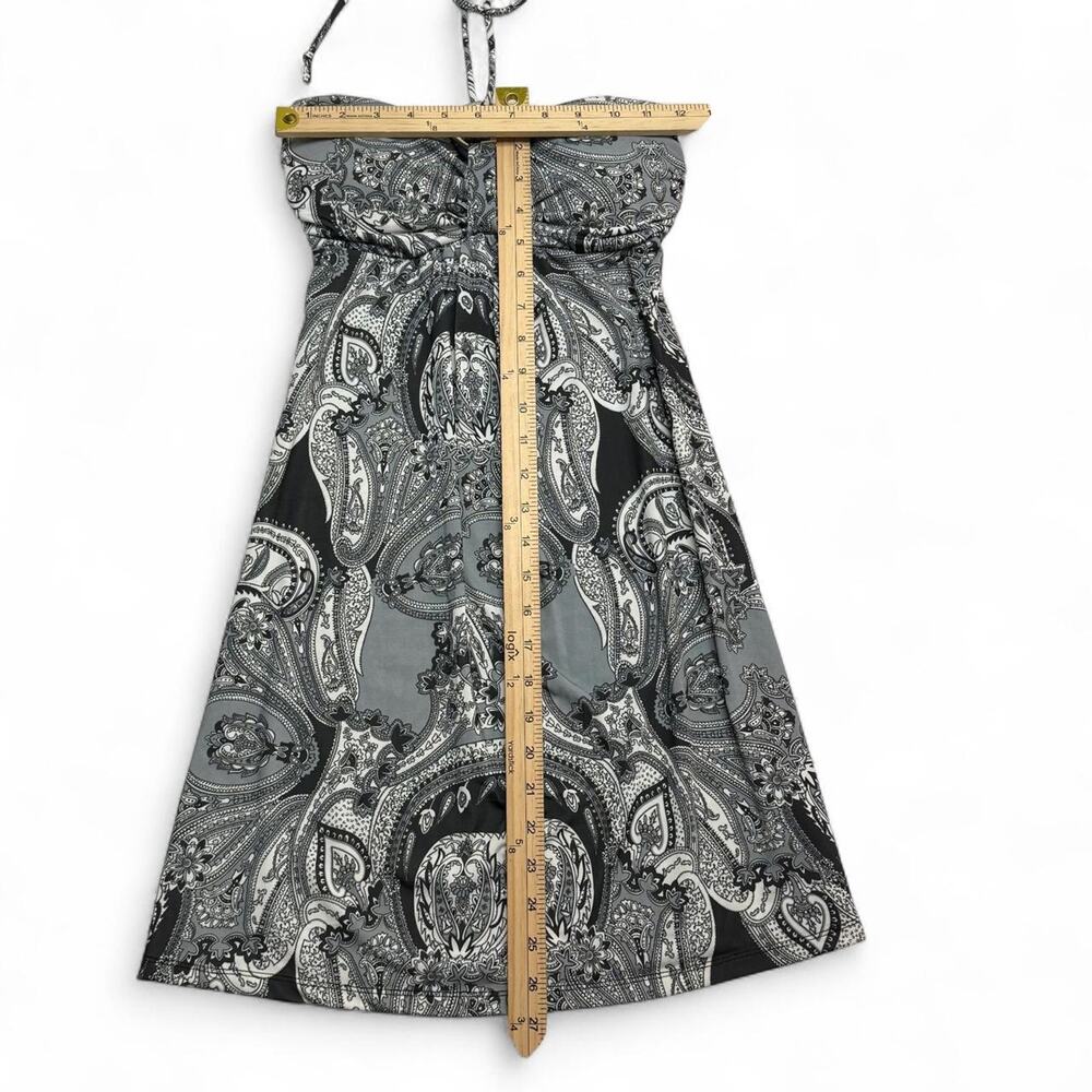 Y2K black and white paisley halter dress silver accents size small Cristina love - Picture 4 of 6